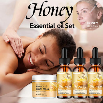 Organic Honey Essential Oil set for Diffuser - Undiluted, Moisturizing Face & Body Massage, Anti-Aging, Vegan, No Additives