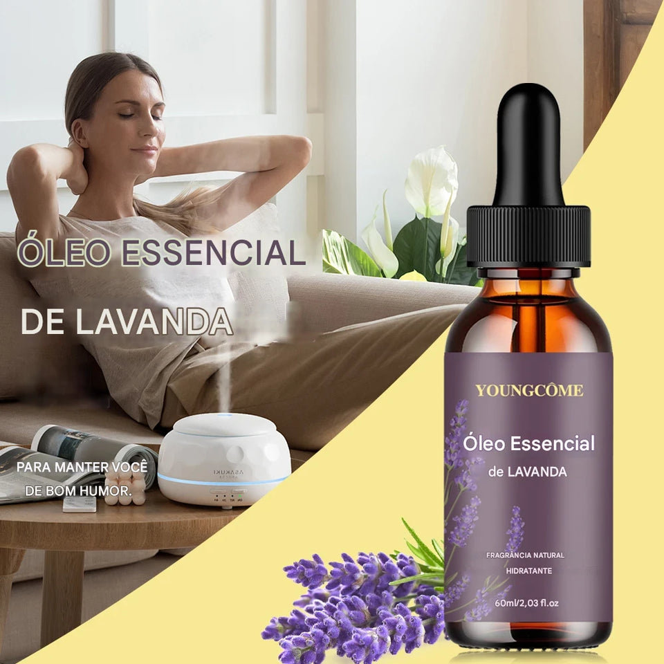 Óleo Essencial de Lavanda Orgânico 40/60ml – Hidratação Profunda, Anti-Acne & Relaxamento Natural