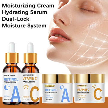 Retinol Moisturizing Repair Cream and Serum Set with collagen and Vitamin E, firm and nourishing skin, gentle and non-irritating