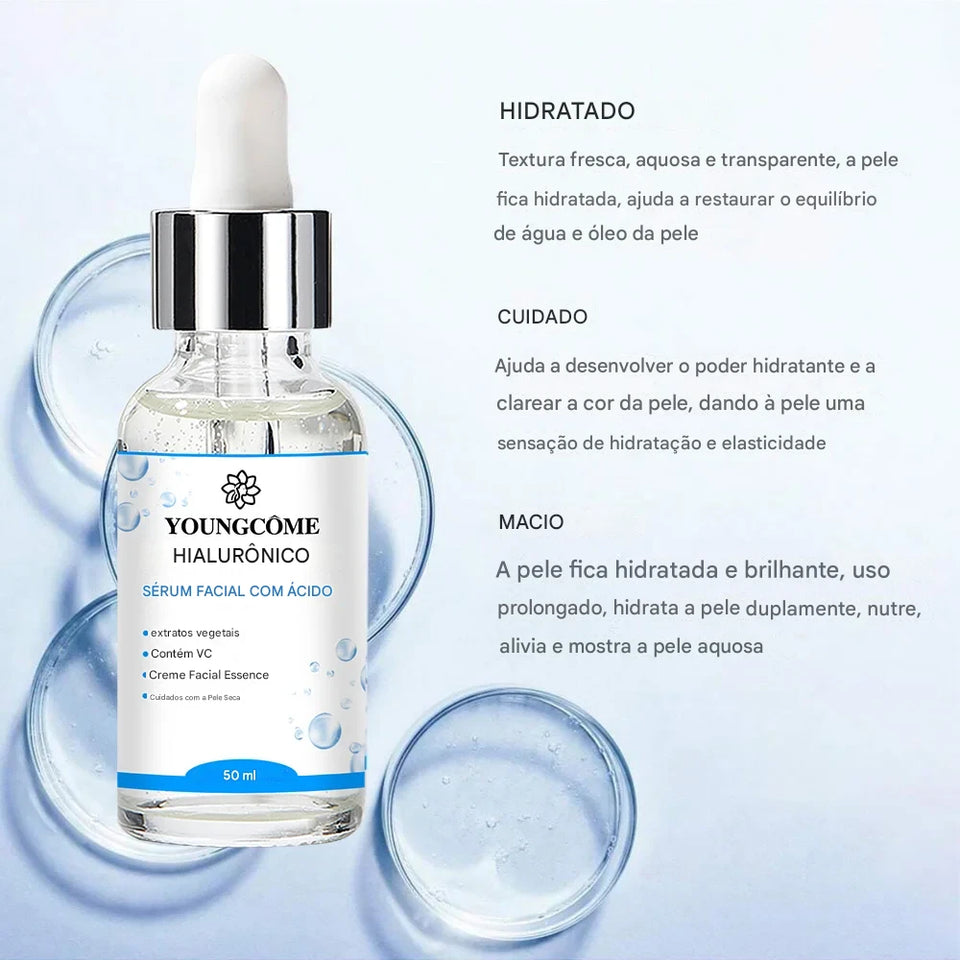 Essência Facial Coreana com Ácido Hialurônico – Hidratação Profunda e Pele de Vidro em Minutos