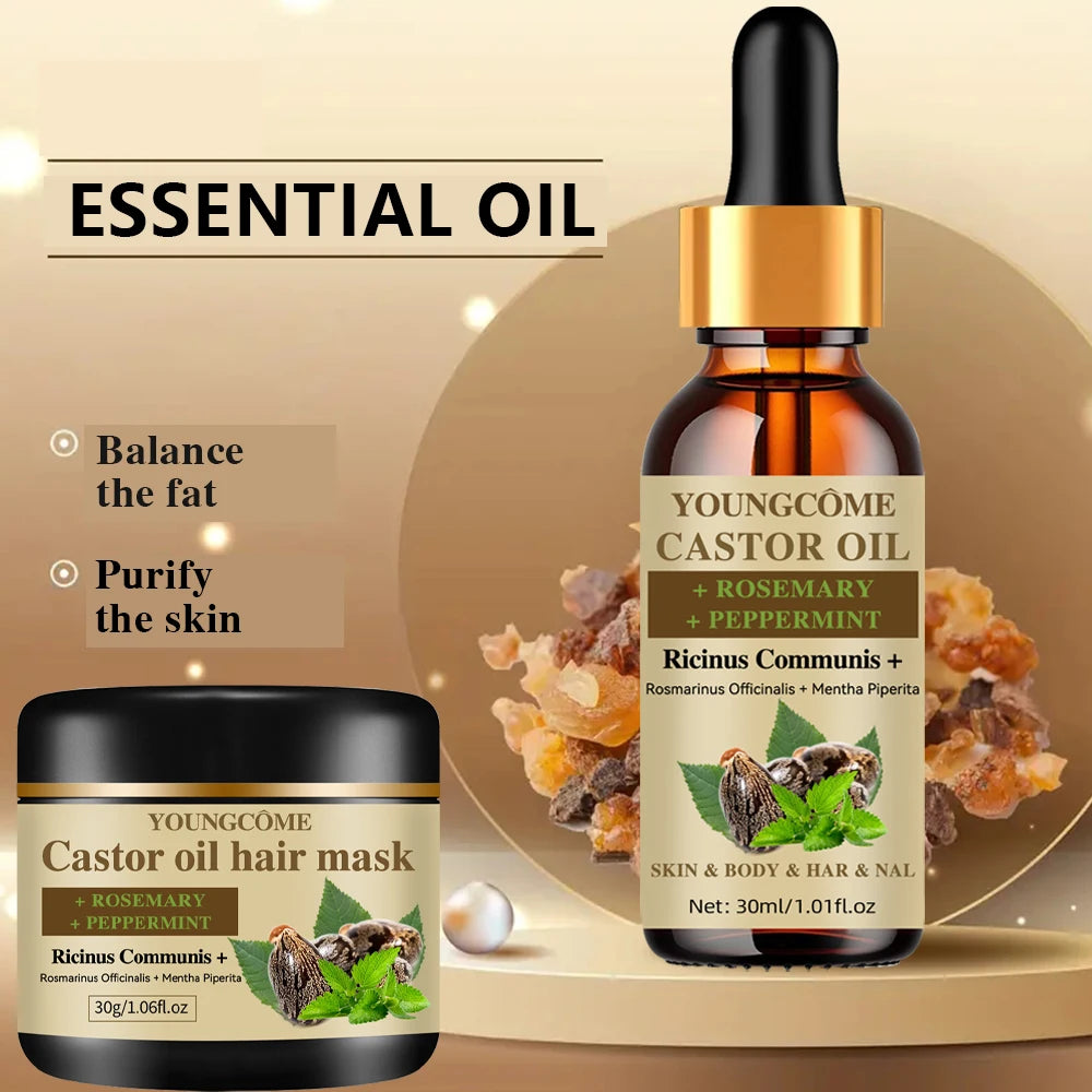 100% Pure Castor oil hair mask Castor oil Hair Growth Oil Natural Treatment Nourish Reduce Hair Loss Anti-Breakage Hair Products