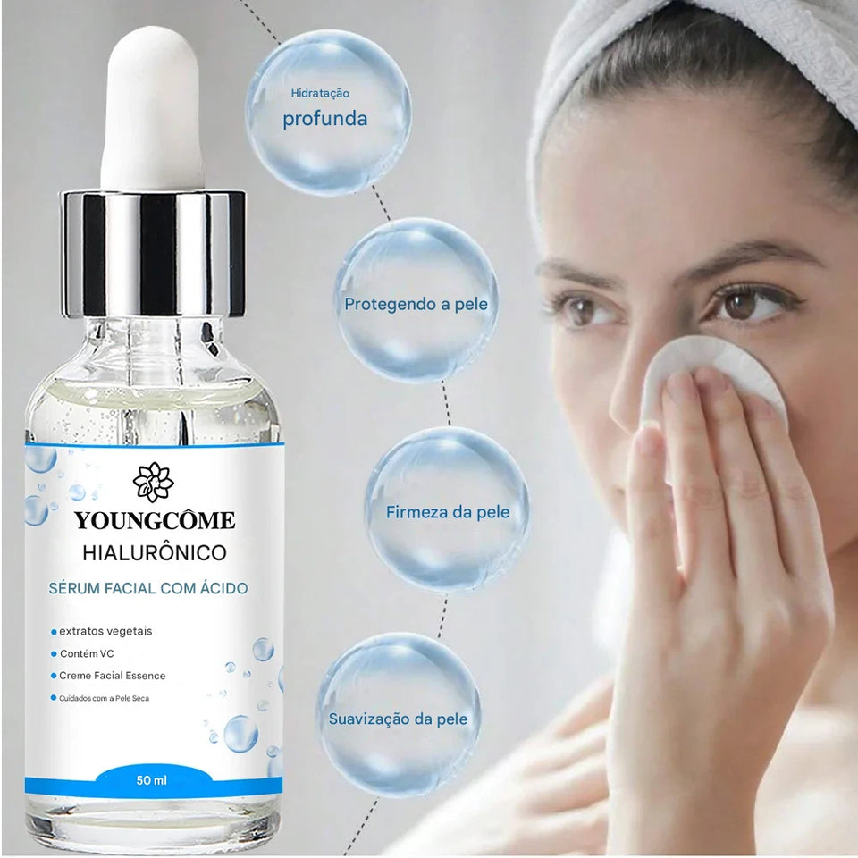 Essência Facial Coreana com Ácido Hialurônico – Hidratação Profunda e Pele de Vidro em Minutos