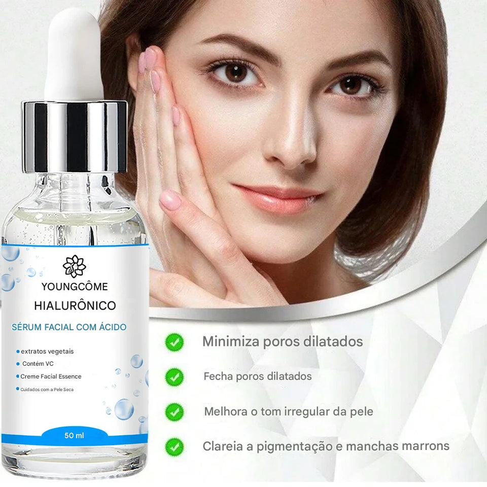Essência Facial Coreana com Ácido Hialurônico – Hidratação Profunda e Pele de Vidro em Minutos