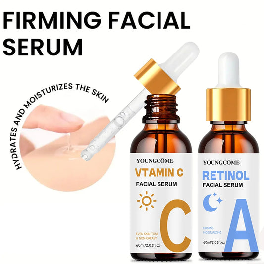 Retinol Moisturizing Repair Cream and Serum Set with collagen and Vitamin E, firm and nourishing skin, gentle and non-irritating