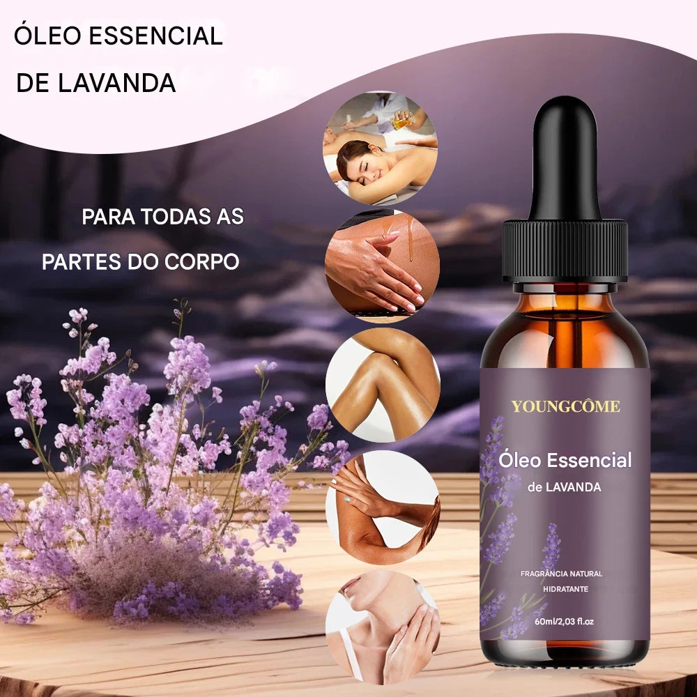 Óleo Essencial de Lavanda Orgânico 40/60ml – Hidratação Profunda, Anti-Acne & Relaxamento Natural